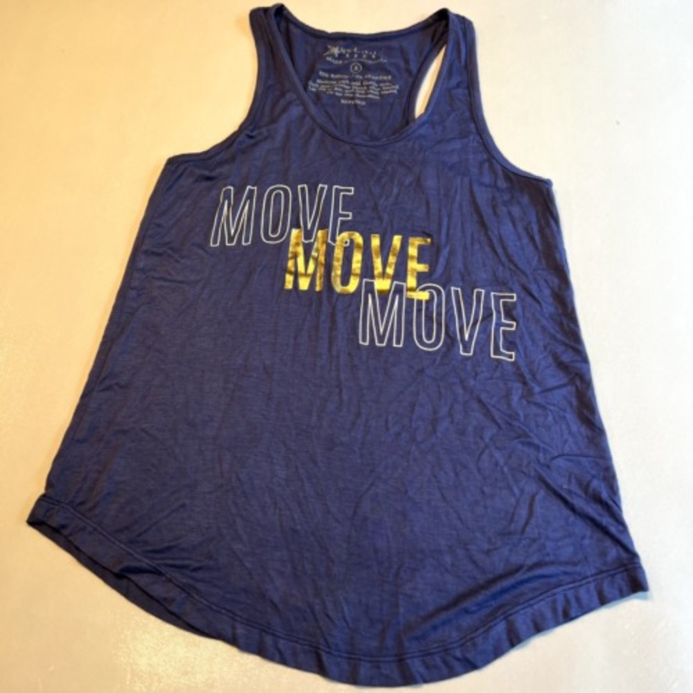 STONA Sport Tank‎ Top Racerback Athletic Workout Move Graphic Blue Small
